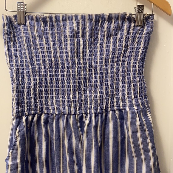 blue & white striped strapless romper. - Picture 2 of 2